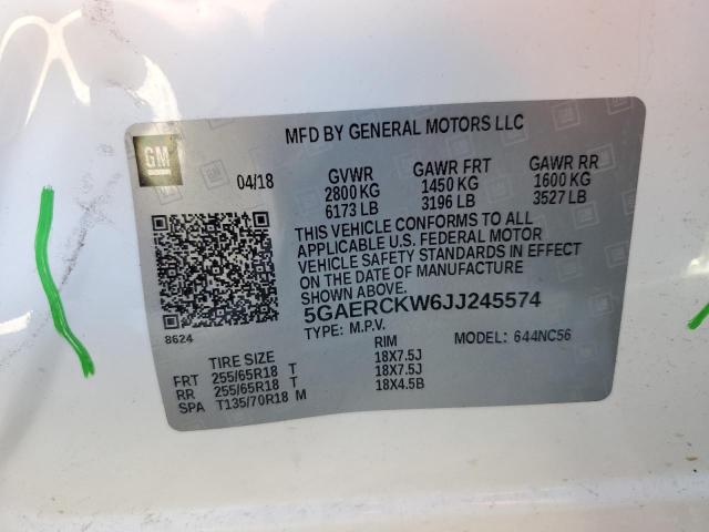 2018 BUICK ENCLAVE PR - 5GAERCKW6JJ245574