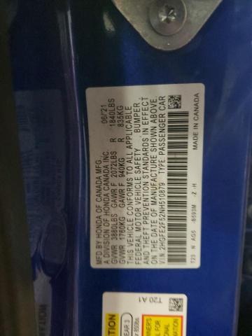 2022 HONDA CIVIC SPOR - 2HGFE2F52NH510879