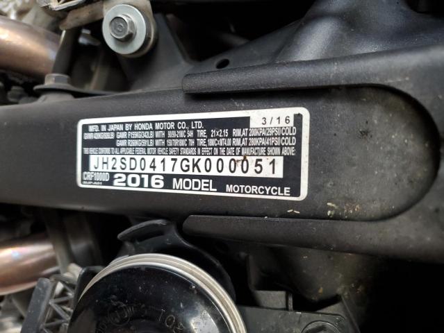2016 HONDA CRF1000 JH2SD0417GK000051