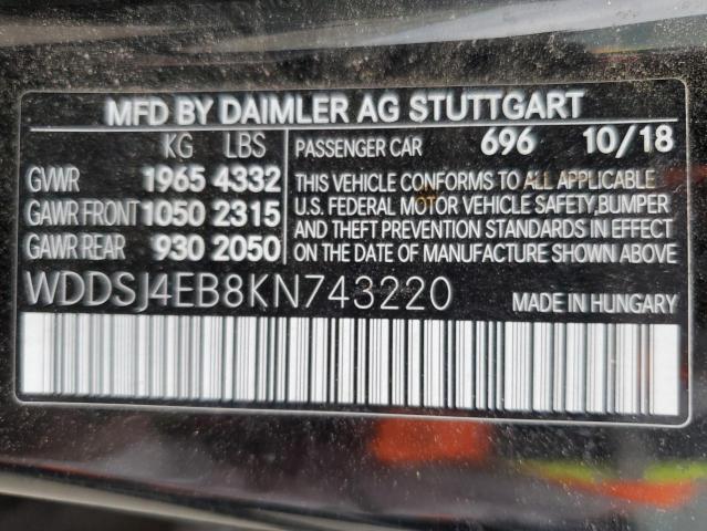 2019 MERCEDES-BENZ CLA 250 - WDDSJ4EB8KN743220