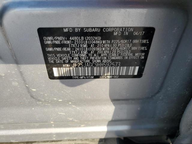 2017 SUBARU FORESTER JF2SJAGC9HH592573