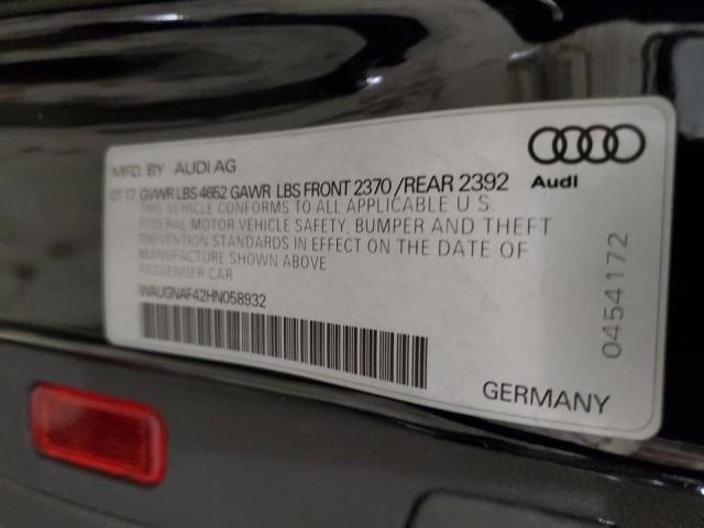 2017 AUDI A4 PREMIUM - WAUGNAF42HN058932