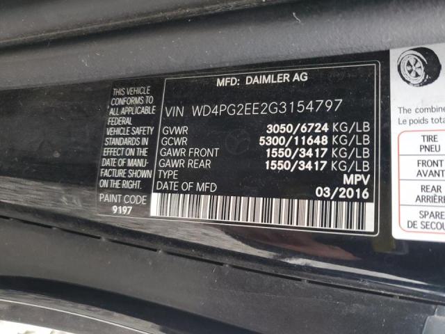 2016 MERCEDES-BENZ METRIS - WD4PG2EE2G3154797
