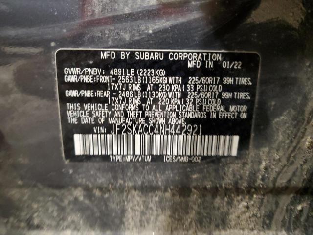 2022 SUBARU FORESTER JF2SKACC4NH442921