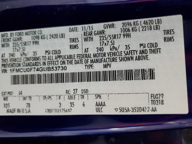 2016 FORD ESCAPE S 1FMCU0F74GUB53730