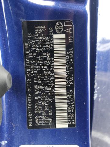 2019 TOYOTA COROLLA L - 2T1BURHE1KC224694