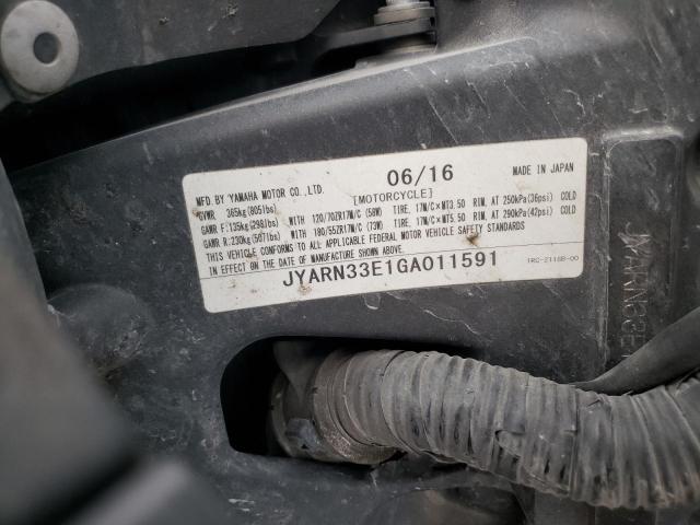 2016 YAMAHA FZ09 JYARN33E1GA011591