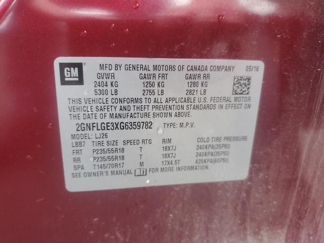 2016 CHEVROLET EQUINOX LT - 2GNFLGE3XG6359782