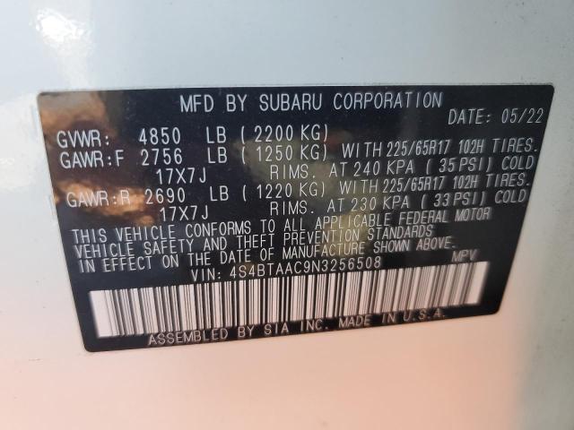 2022 SUBARU OUTBACK 4S4BTAAC9N3256508