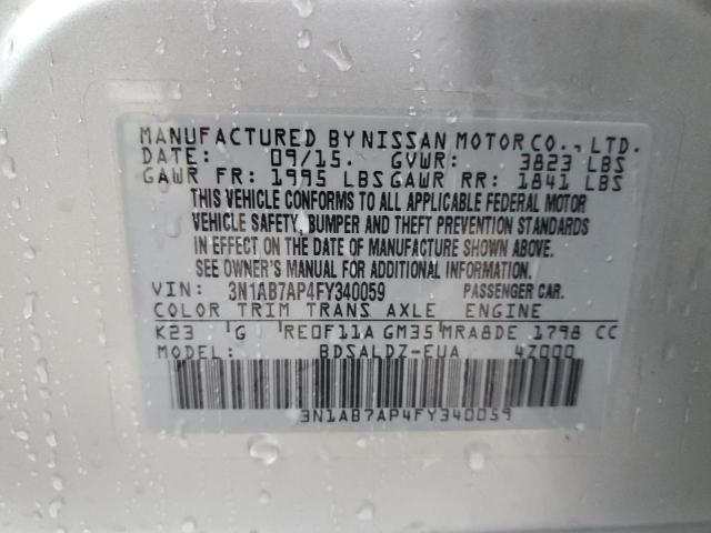 2015 NISSAN SENTRA S M 3N1AB7AP4FY340059