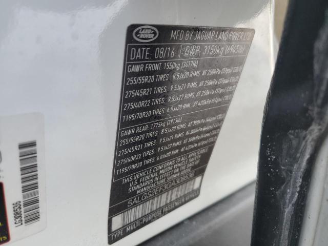 2016 LAND ROVER RANGE ROVE - SALGS2EF3GA308536