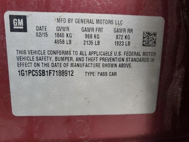 2015 CHEVROLET CRUZE LT 1G1PC5SB1F7188912