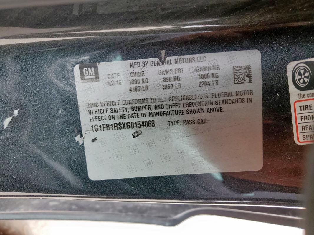 2016 CHEVROLET CAMARO LT - 1G1FB1RSXG0154068