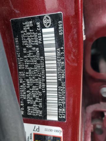 2017 TOYOTA CAMRY LE - 4T1BF1FK7HU760738