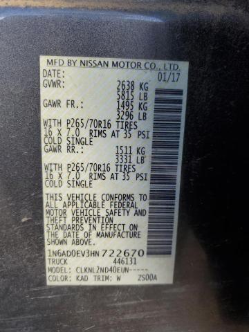 2017 NISSAN FRONTIER S - 1N6AD0EV3HN722670