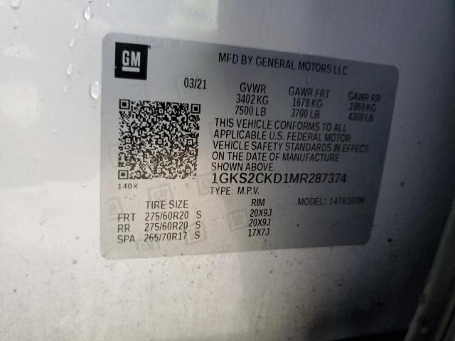 2021 GMC YUKON AT4 1GKS2CKD1MR287374