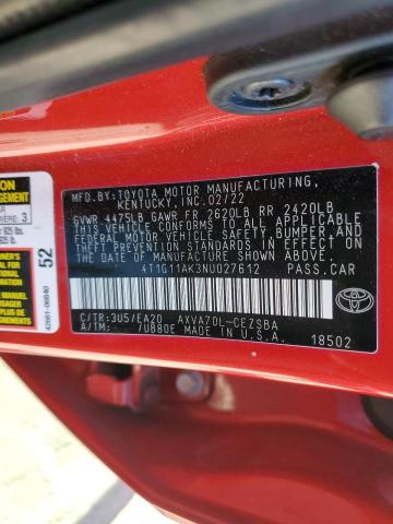 2022 TOYOTA CAMRY SE - 4T1G11AK3NU027612