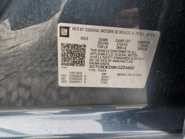 2019 GMC SIERRA K15 - 3GTU9DED9KG224960