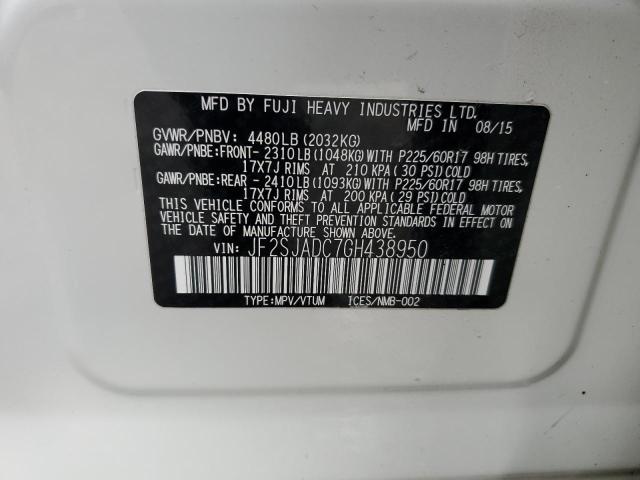 2016 SUBARU FORESTER 2 - JF2SJADC7GH438950