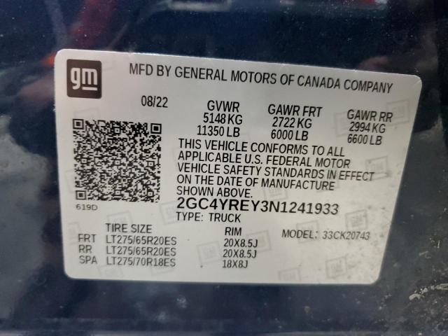 2GC4YREY3N1241933 2022 CHEVROLET ALL Models