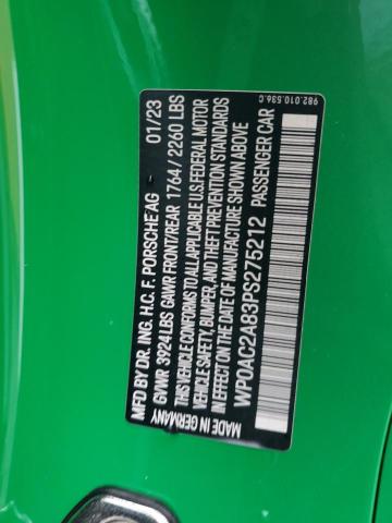 2023 PORSCHE CAYMAN GT4 WP0AC2A83PS275212
