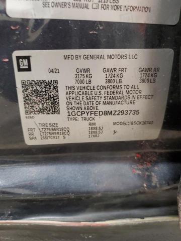 2021 CHEVROLET SILVERADO - 1GCPYFED8MZ293735