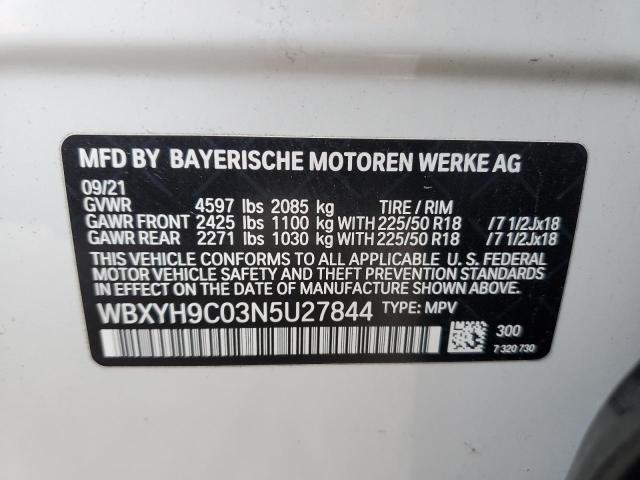 2022 BMW X2 SDRIVE2 WBXYH9C03N5U27844