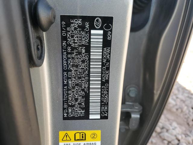 2019 LEXUS ES 300H JTHB21B19K2032451