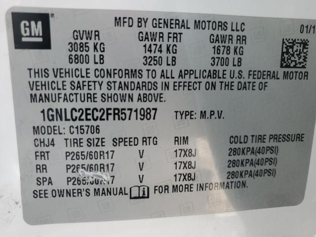 2015 CHEVROLET TAHOE POLI 1GNLC2EC2FR571987