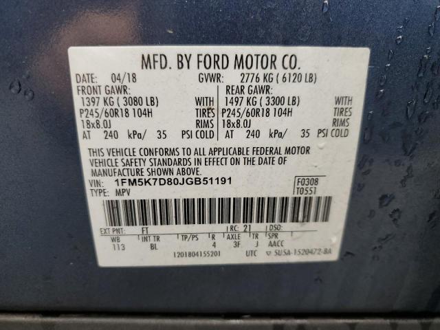 2018 FORD EXPLORER X - 1FM5K7D80JGB51191
