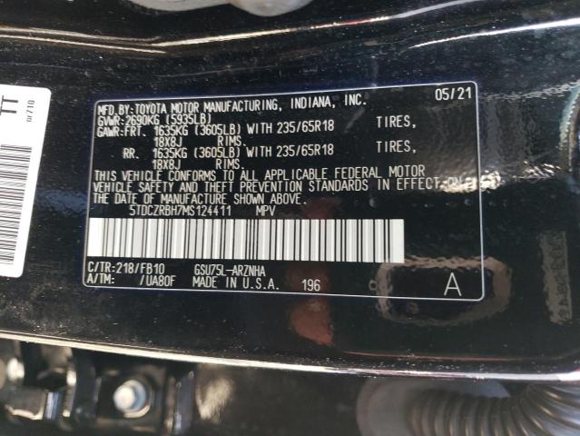 2021 TOYOTA HIGHLANDER - 5TDCZRBH7MS124411