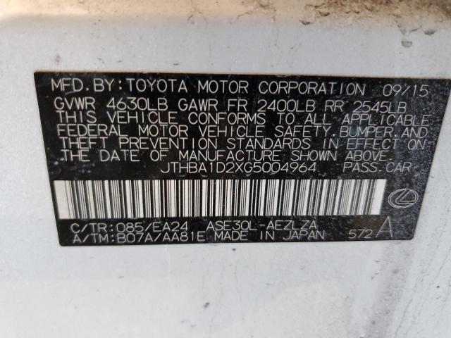 2016 LEXUS IS 200T JTHBA1D2XG5004964