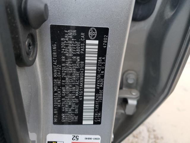2022 TOYOTA CAMRY SE 4T1G11AK6NU043108