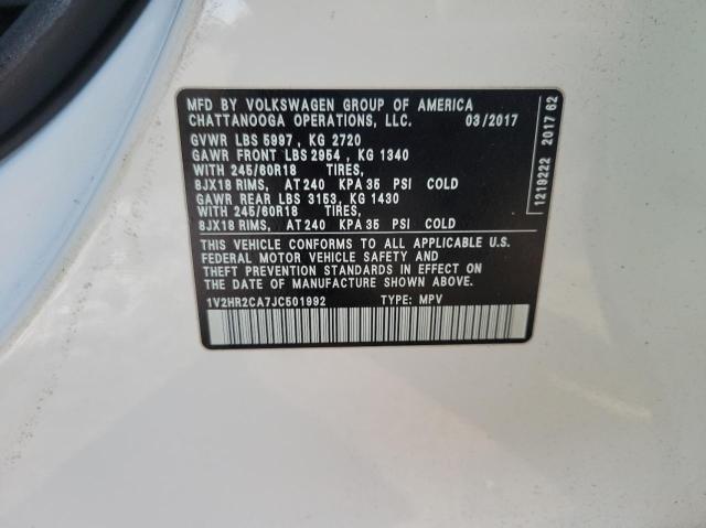 2018 VOLKSWAGEN ATLAS 1V2HR2CA7JC501992