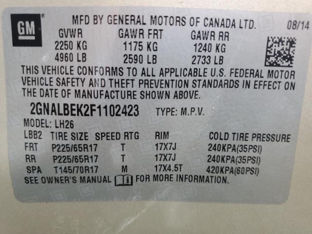 2015 CHEVROLET EQUINOX LT - 2GNALBEK2F1102423
