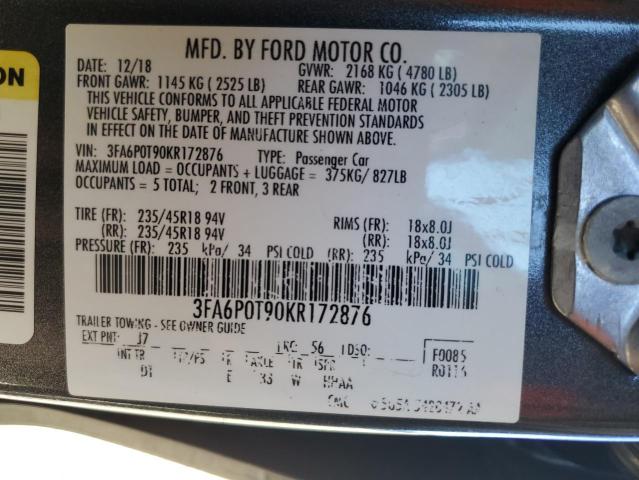 2019 FORD FUSION SE - 3FA6P0T90KR172876