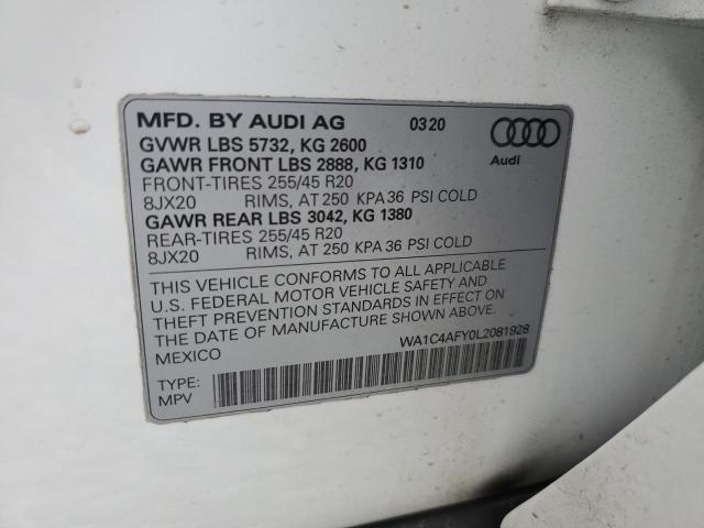 2020 AUDI SQ5 PRESTI WA1C4AFY0L2081928