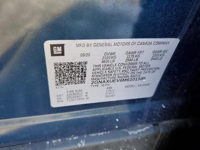 2021 CHEVROLET EQUINOX LT - 2GNAXUEV6M6101589