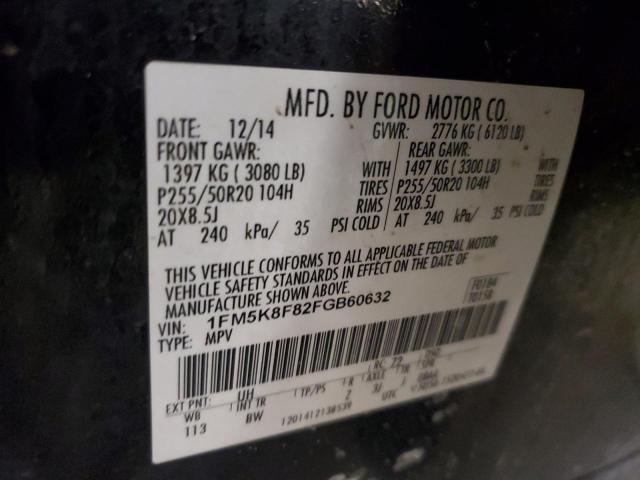 2015 FORD EXPLORER L - 1FM5K8F82FGB60632