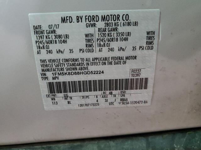 2017 FORD EXPLORER X - 1FM5K8D88HGD52224