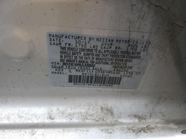 2018 NISSAN VERSA S - 3N1CN7AP0JL830682