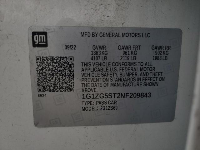 2022 CHEVROLET MALIBU RS - 1G1ZG5ST2NF209843