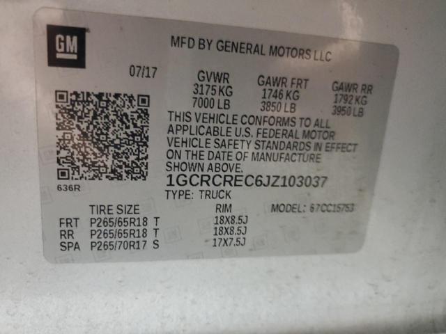 2018 CHEVROLET SILVERADO 1GCRCREC6JZ103037