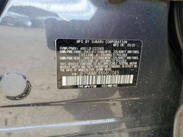 2022 SUBARU FORESTER JF2SKAAC4NH461049