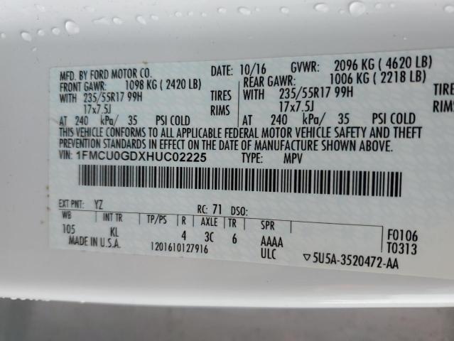 2017 FORD ESCAPE SE - 1FMCU0GDXHUC02225