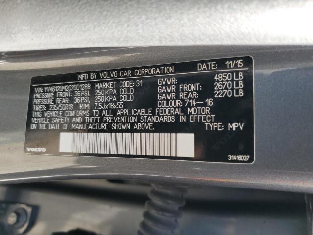 2016 VOLVO S60 CROSS YV4612UM2G2001288