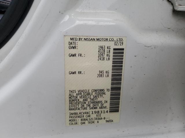 2019 NISSAN ALTIMA SR - 1N4BL4CV4KC198314