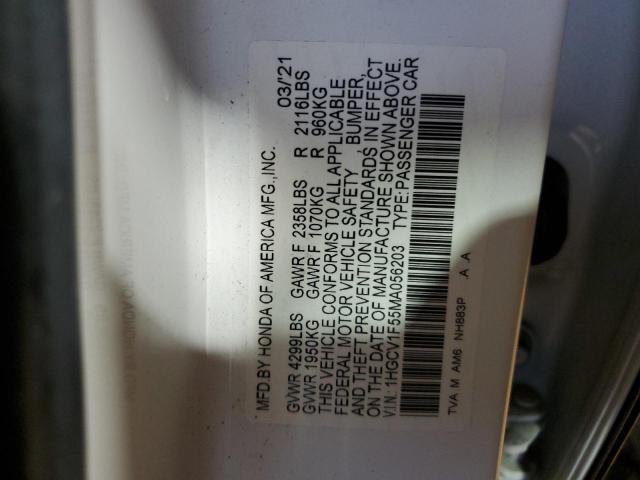 2021 HONDA ACCORD EXL 1HGCV1F55MA056203