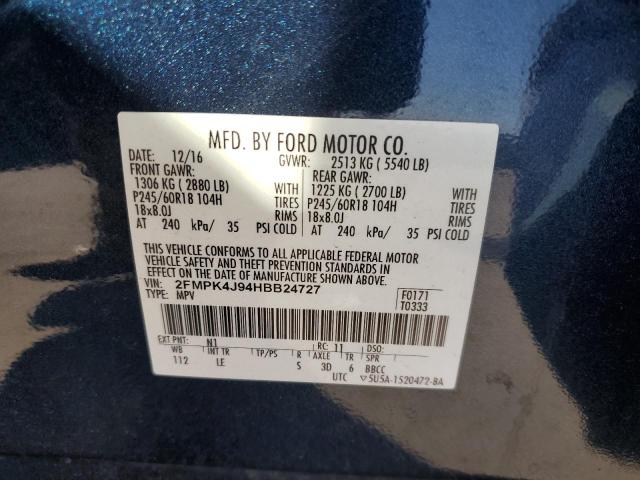 2017 FORD EDGE SEL 2FMPK4J94HBB24727