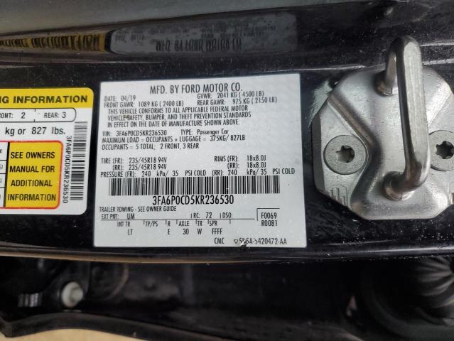 2019 FORD FUSION SEL - 3FA6P0CD5KR236530